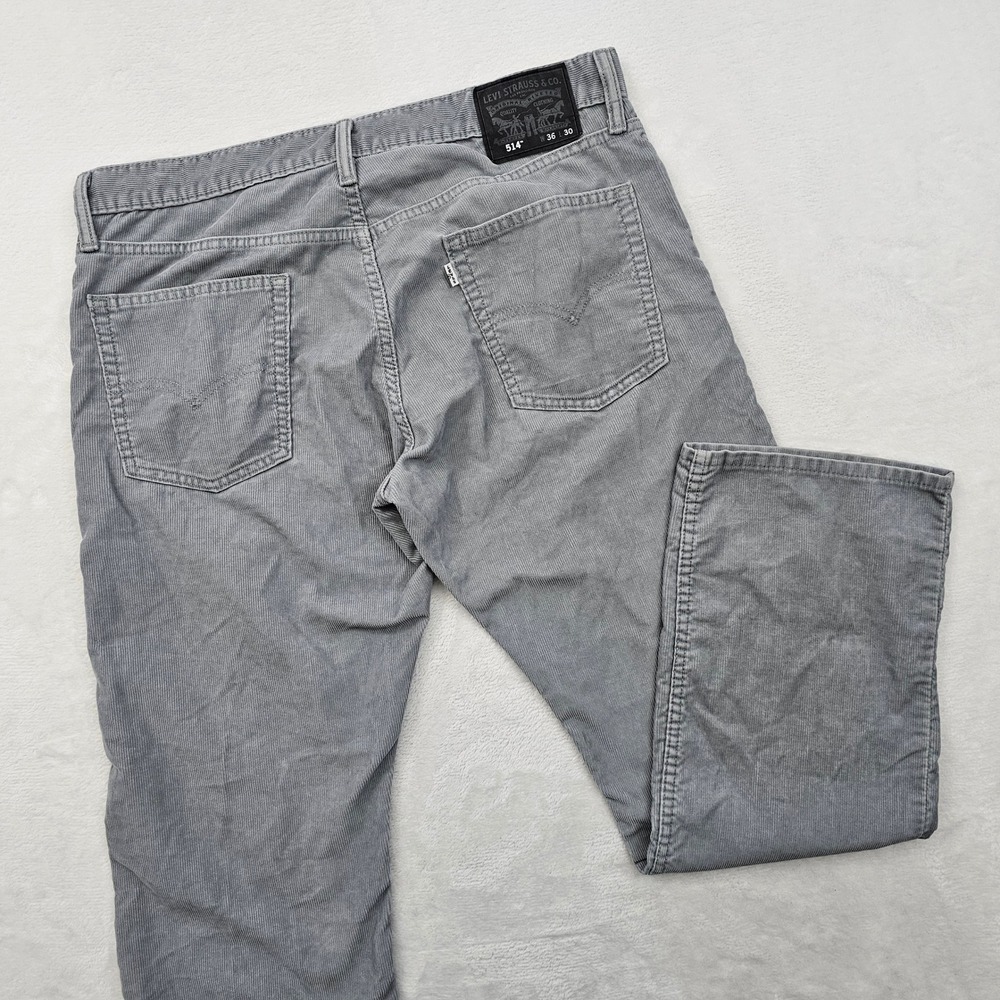 Levi's 514 Corduroy Pants Mens 36x30 Gray Straight Leg Casual Workwear Indie
